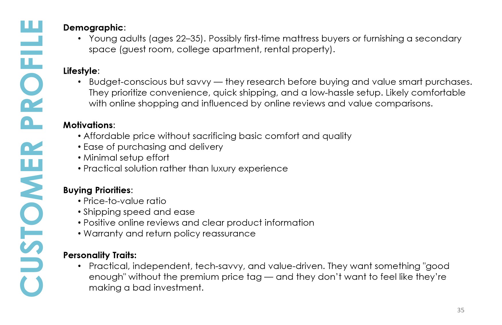 VBL page: the customer profile it is built for